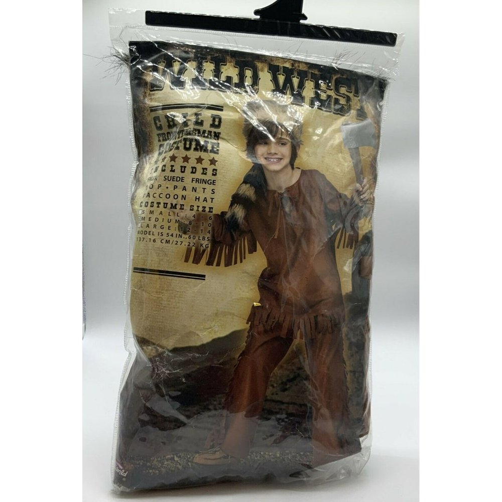 WILD WEST Child Frontierman Costume Size Medium Faux Suede Fringe